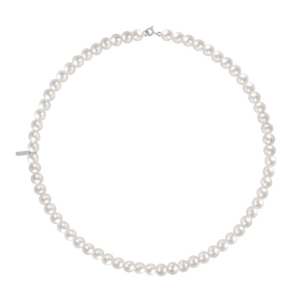 Claverin Timeless 6 necklace in white gold and white pearls - 66 pearls 6/6.5 mm