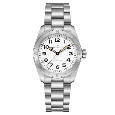 Hamilton Khaki Field Expedition automatic watch white dial steel bracelet 37 mm H70225110