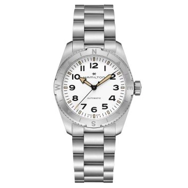 Hamilton Khaki Field Expedition automatic watch white dial steel bracelet 37 mm H70225110
