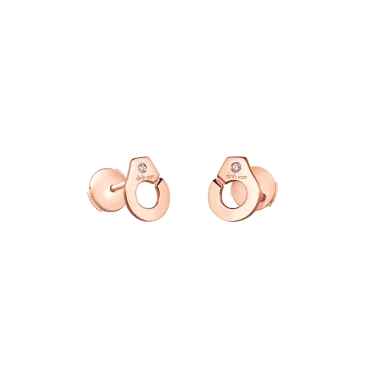 Puces d'oreilles Dinh Van Menottes R7,5 en or rose et diamants