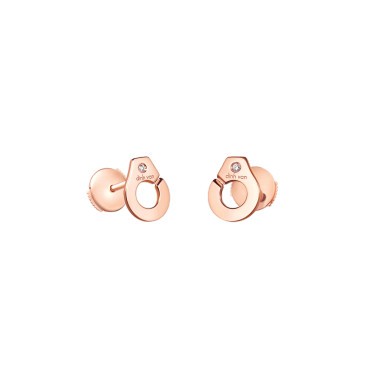 Puces d'oreilles Dinh Van Menottes R7,5 en or rose et diamants