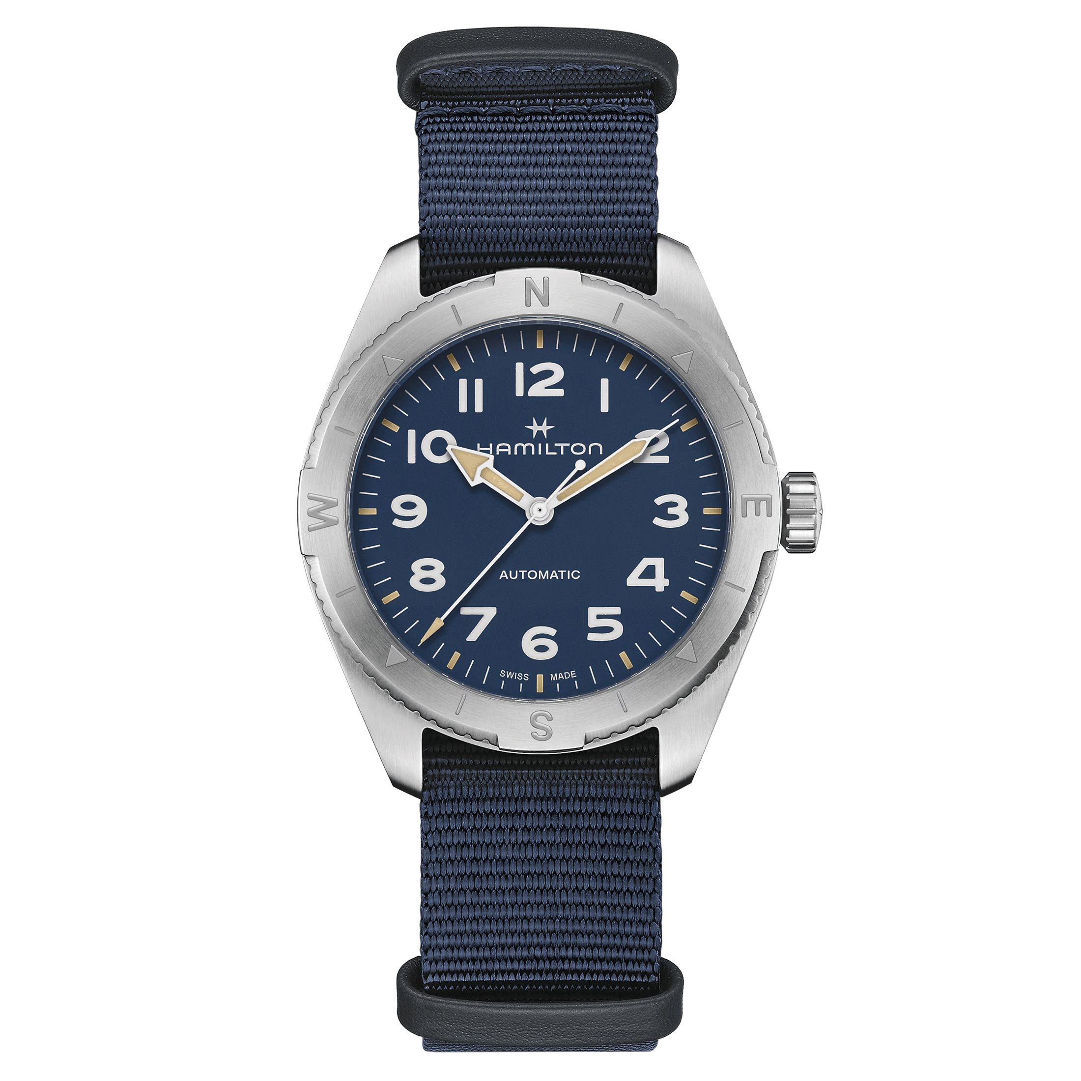 Montre Hamilton Khaki Field Expedition automatique cadran bleu bracelet NATO bleu 41 mm H70315940