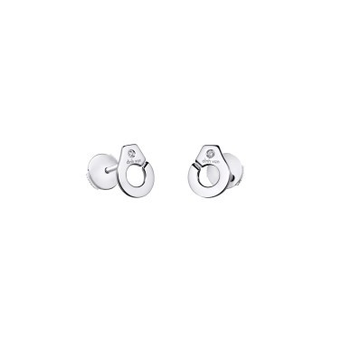 Puces d'oreilles Dinh Van Menottes R7,5 en or blanc et diamants