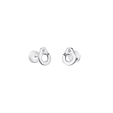 Puces d'oreilles Dinh Van Menottes R7,5 en or blanc et diamants