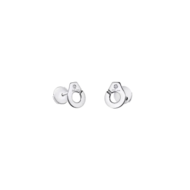 Puces d'oreilles Dinh Van Menottes R7,5 en or blanc et diamants