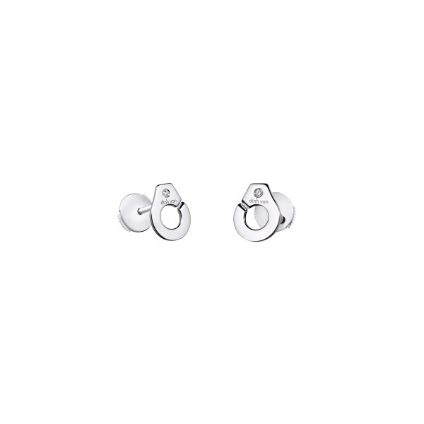 Puces d'oreilles Dinh Van Menottes R7,5 en or blanc et diamants