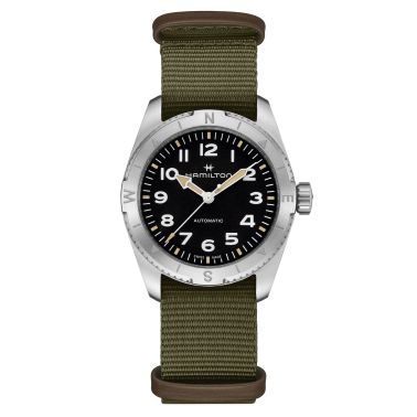 Montre Hamilton Khaki Field Expedition automatique cadran noir bracelet NATO vert 37 mm H70225931