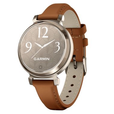 Montre Garmin Lily 2 Cream Gold bracelet cuir camel 35,4 mm