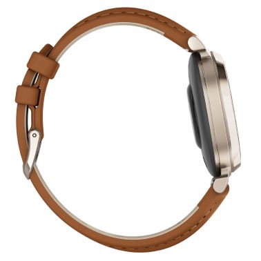 Montre Garmin Lily 2 Cream Gold bracelet cuir camel 35,4 mm