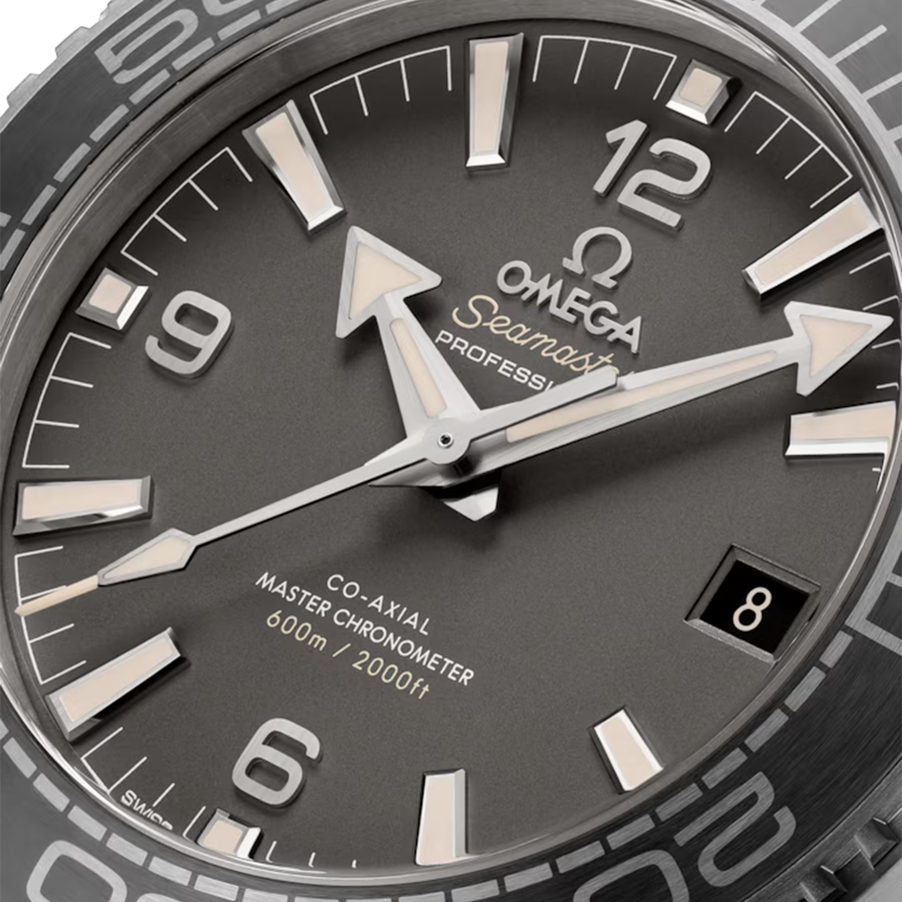 Montre Omega Seamaster Planet Ocean 600m Co-Axial Master Chronometer cadran gris bracelet caoutchouc 43,5 mm