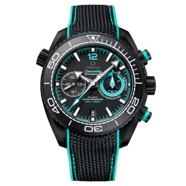 Montre Omega Seamaster Planet Ocean 600m Chronographe Édition ETNZ Deep Black cadran noir bracelet caoutchouc 45,5 mm