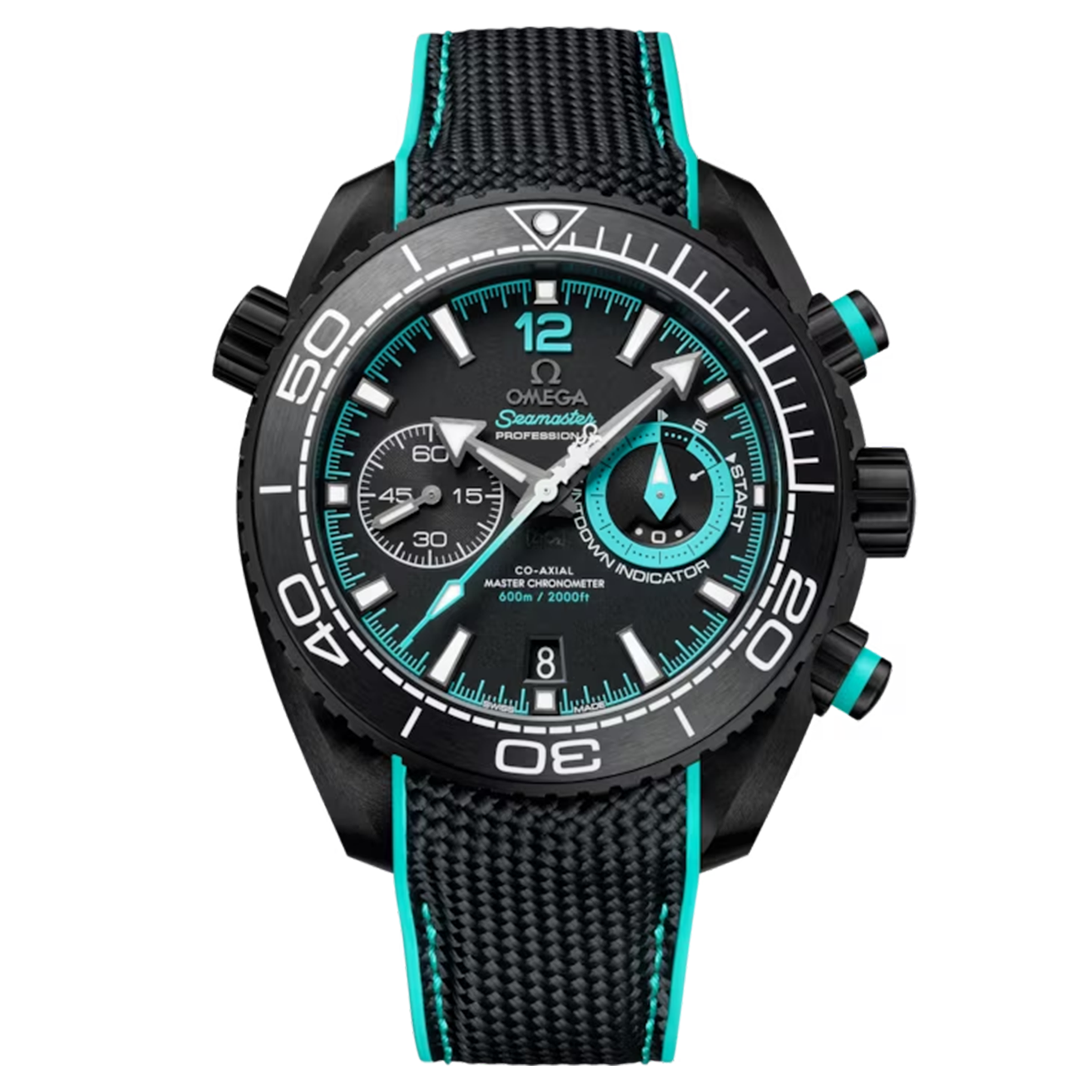 Omega Seamaster Planet Ocean 600m Chronograph ETNZ Deep Black Edition black dial rubber strap 45,5 mm