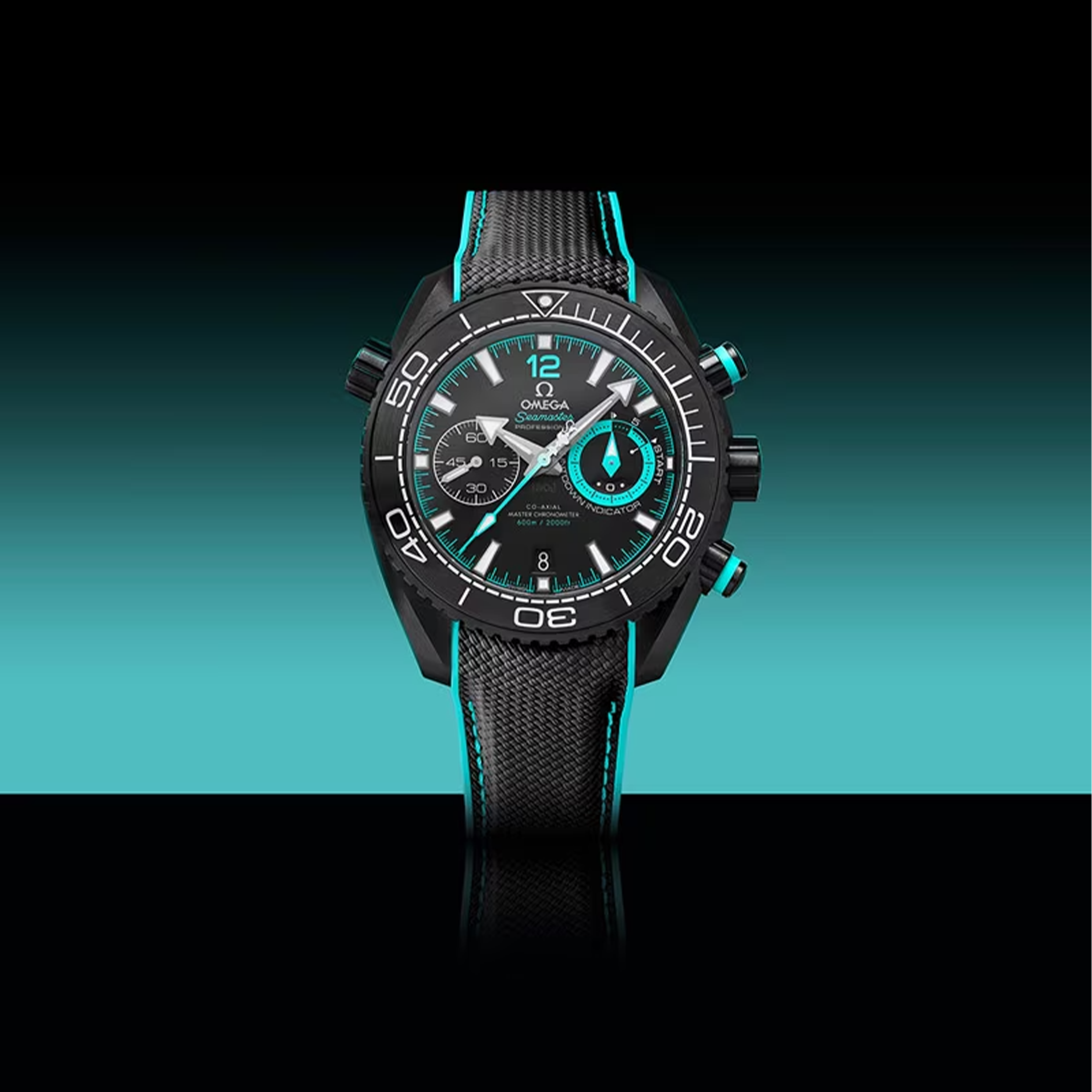 Omega Seamaster Planet Ocean 600m Chronograph ETNZ Deep Black Edition black dial rubber strap 45,5 mm