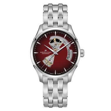 Montre Hamilton Jazzmaster Open Heart Auto cadran rouge bracelet acier 40 mm