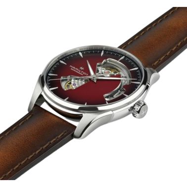 Montre Hamilton Jazzmaster Open Heart Auto cadran rouge bracelet acier 40 mm
