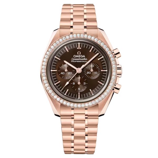 Omega Speedmaster Moonwatch Professional Chronograph Co-Axial Master Chronometer Sedna gold Diamonds Bezel 42 mm