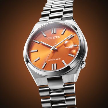 Citizen Tsuyosa Magu automatic orange dial steel bracelet 40 mm