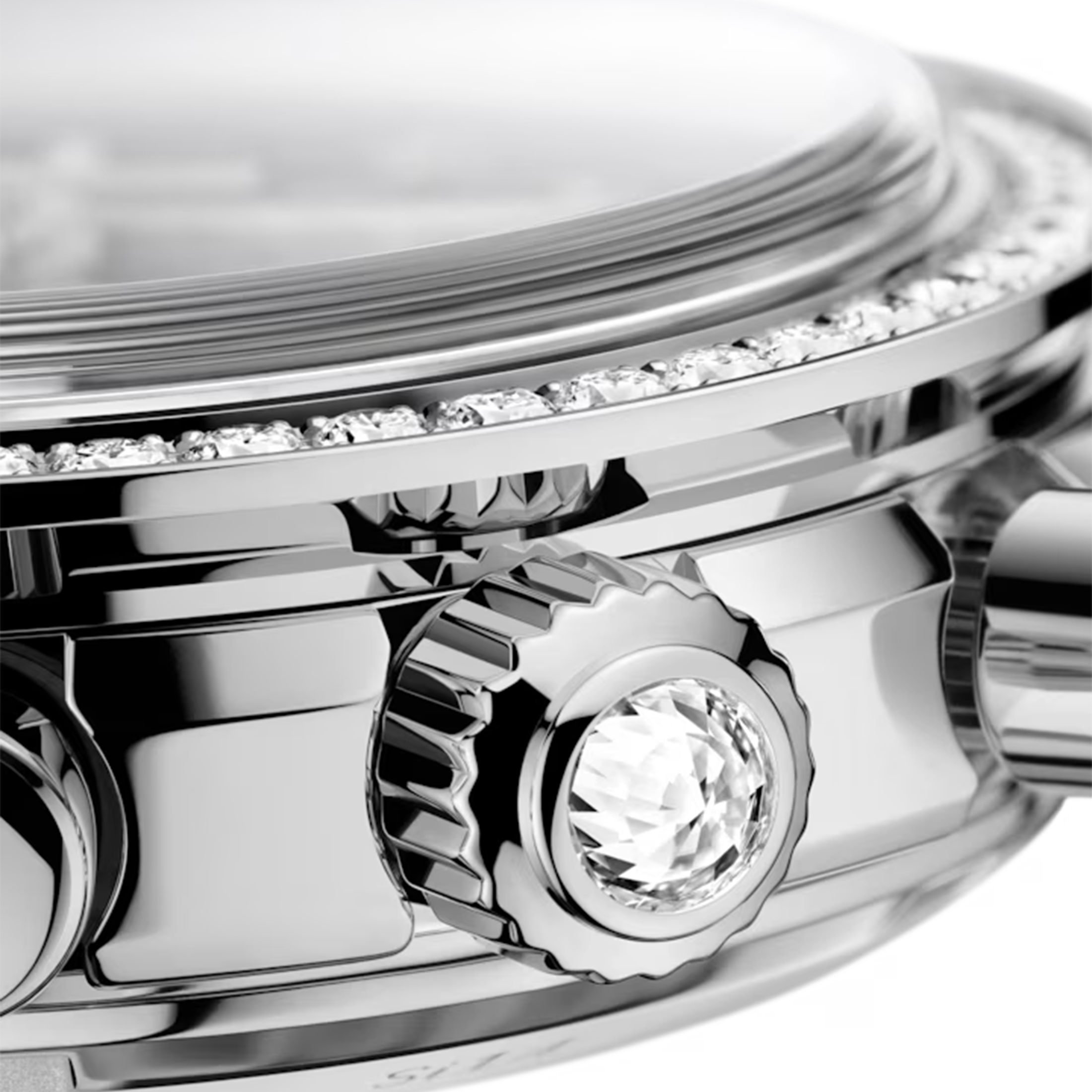 Omega Speedmaster 38 Diamonds Chronograph Co-Axial Chronometer automatic brown dial steel bracelet 38 mm