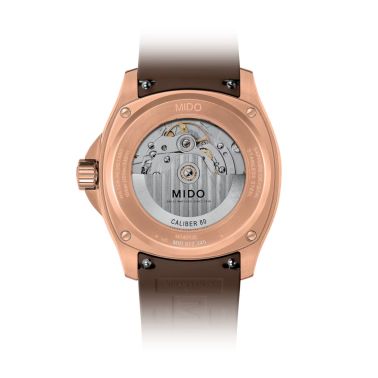 Mido Multifort TV Big Date automatic watch brown dial brown rubber strap 40 mm