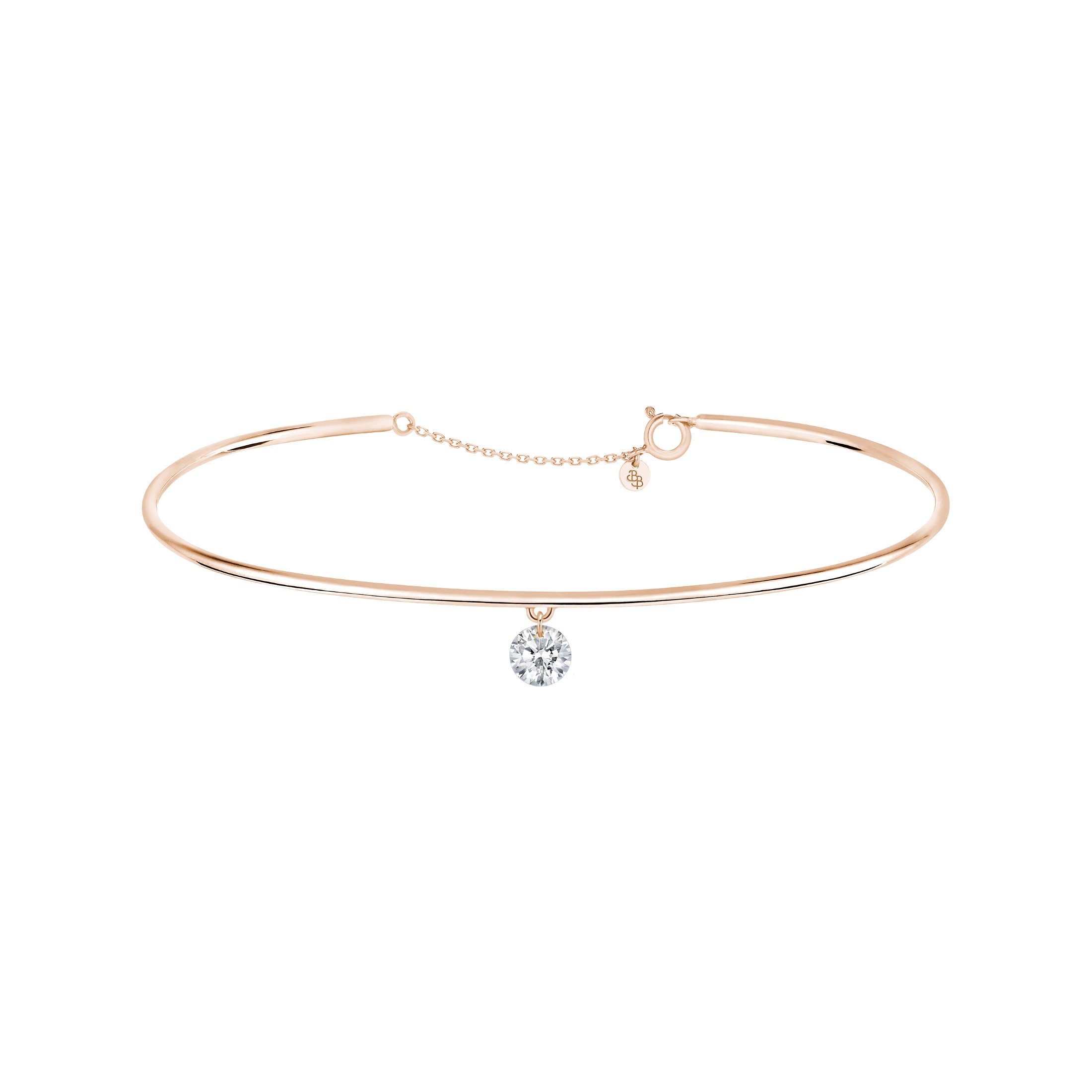 Jonc La Brune et La Blonde 360° en or rose diamant taille brillant 0,10 carat - Soldat_PL