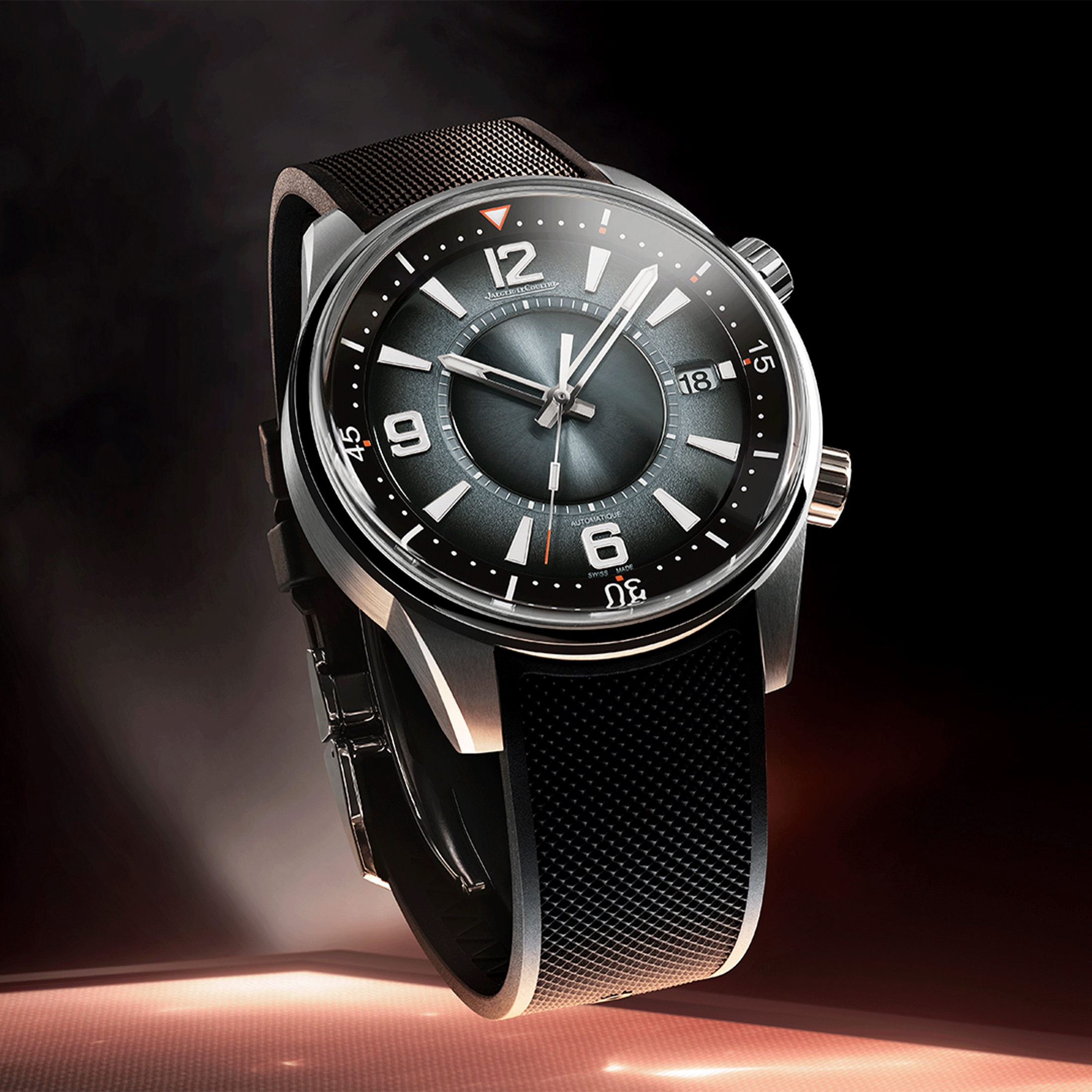 Jaeger-LeCoultre Polaris Date automatic grey lacquered dial rubber strap 42 mm