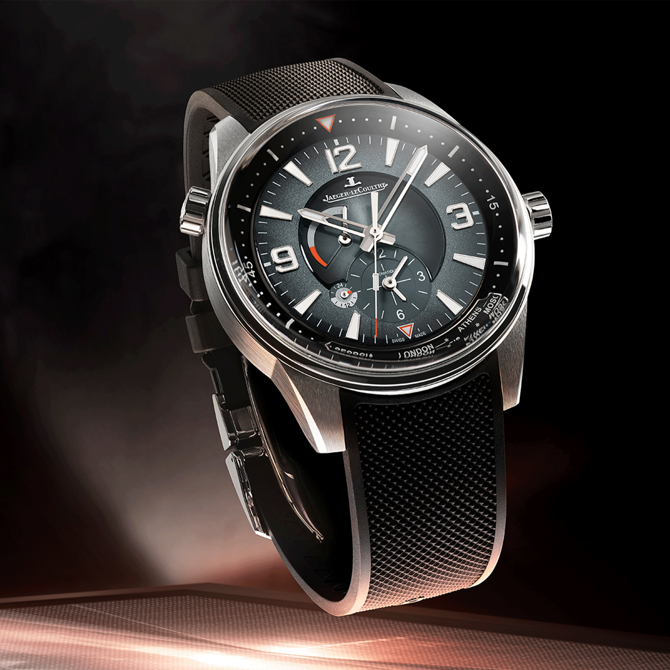 Jaeger-LeCoultre Polaris Geographic automatic grey lacquered dial rubber strap 42 mm