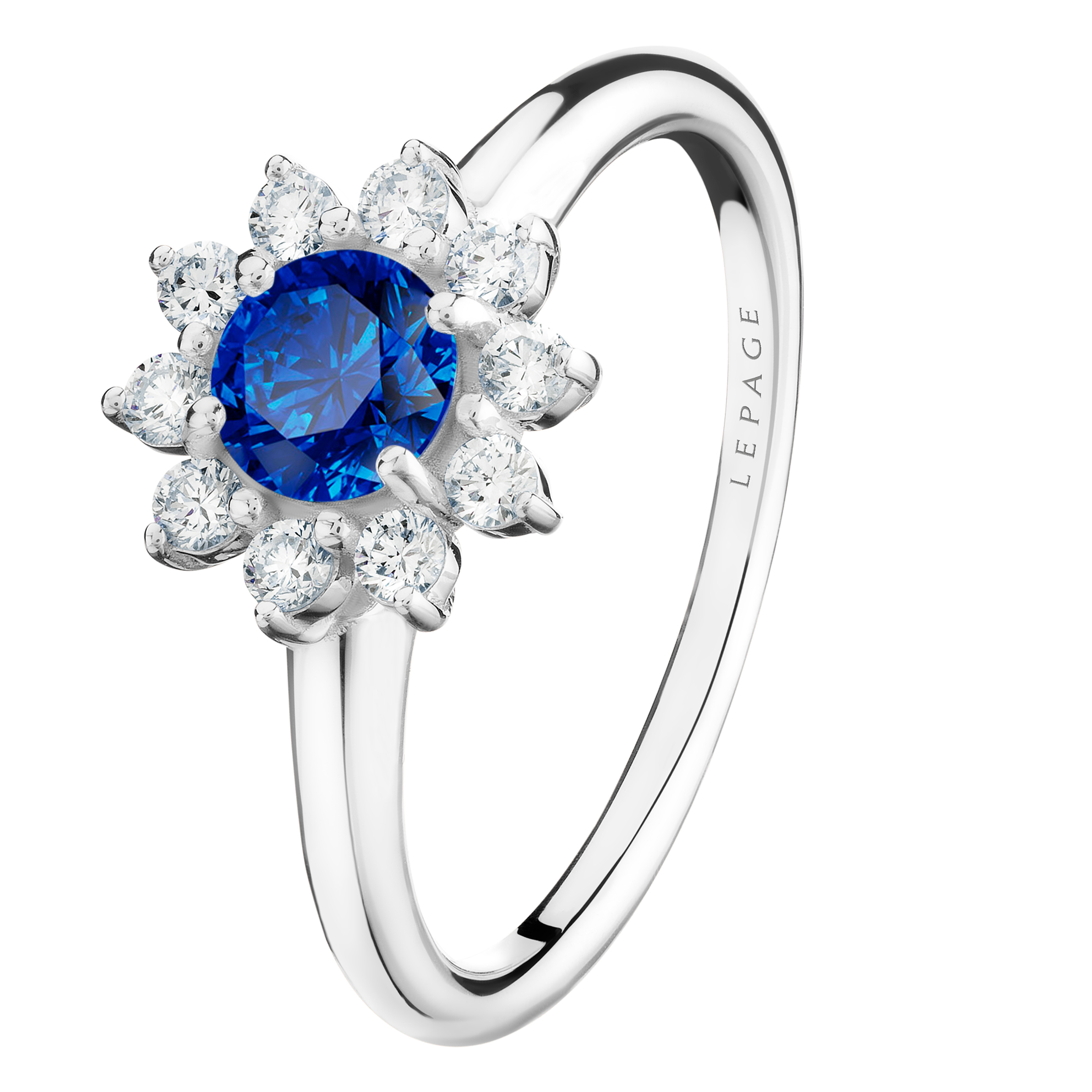 Bague Lepage Marguerite en or blanc, saphir et diamants