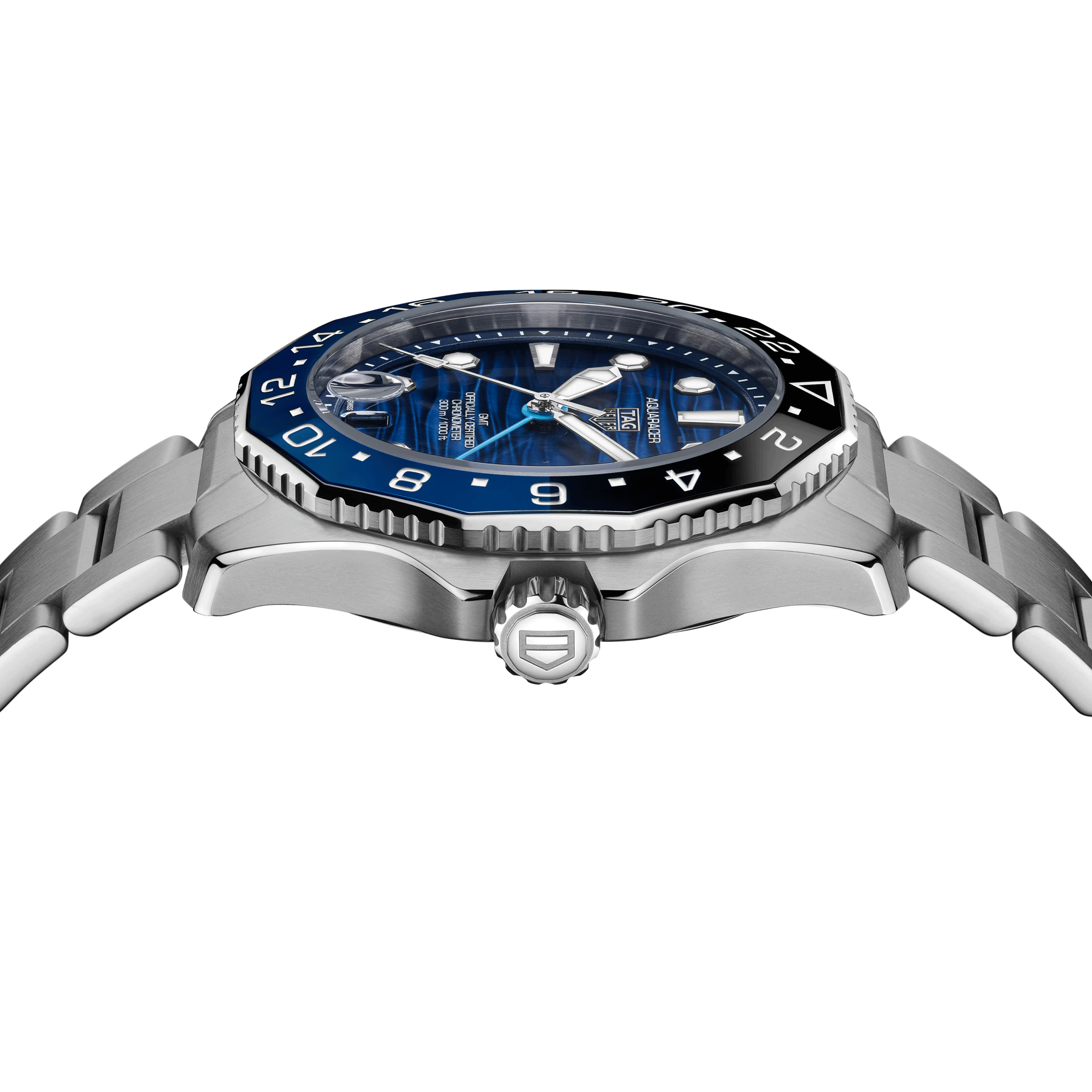 TAG Heuer Aquaracer Professional 300 GMT automatic watch blue dial steel bracelet 42 mm