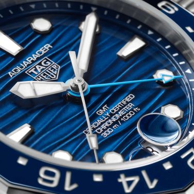 TAG Heuer Aquaracer Professional 300 GMT automatic watch blue dial steel bracelet 42 mm