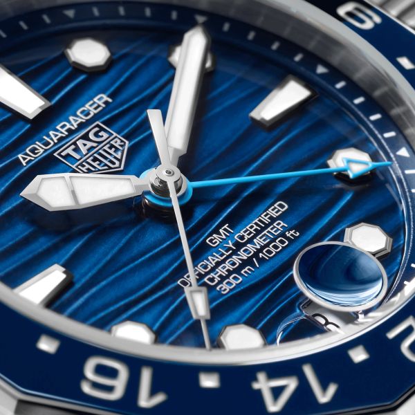 TAG Heuer Aquaracer Professional 300 GMT automatic watch blue dial steel bracelet 42 mm