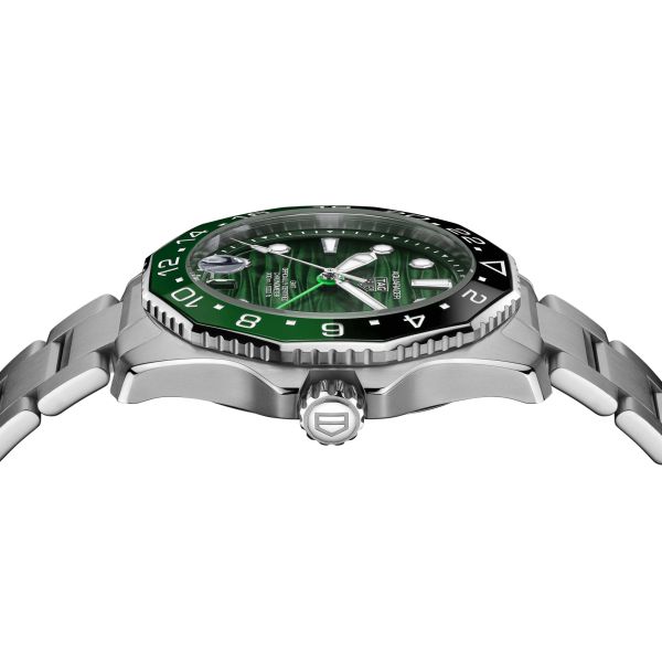 TAG Heuer Aquaracer Professional 300 GMT automatic watch green dial steel bracelet 42 mm WBP5115.BA0013