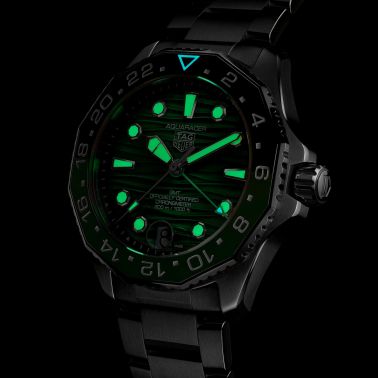 TAG Heuer Aquaracer Professional 300 GMT automatic watch green dial steel bracelet 42 mm WBP5115.BA0013