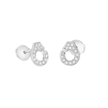 Puces d'oreilles Dinh Van Menottes R7,5 en or blanc et pavage diamants