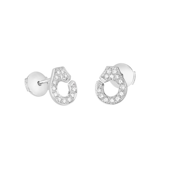 Puces d'oreilles Dinh Van Menottes R7,5 en or blanc et pavage diamants