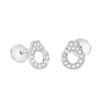 Puces d'oreilles Dinh Van Menottes R7,5 en or blanc et pavage diamants