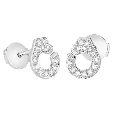 Puces d'oreilles Dinh Van Menottes R7,5 en or blanc et pavage diamants