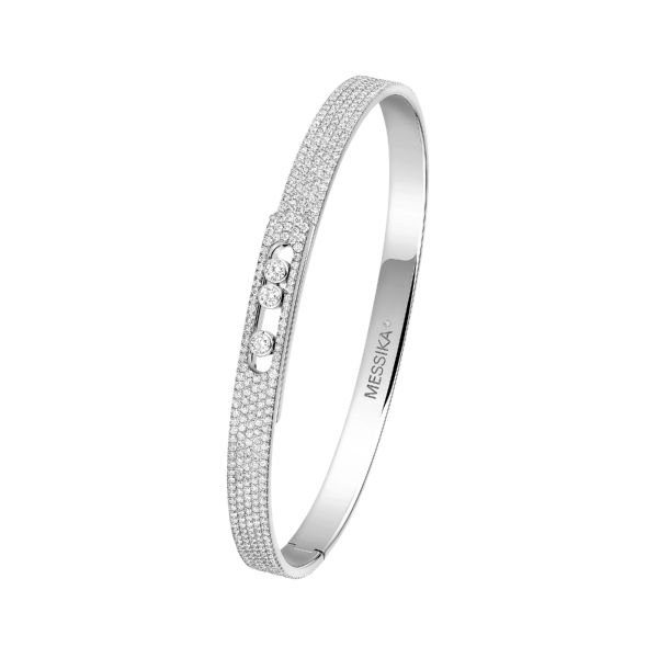 Bracelet Bangle Messika Move Noa PM Full Pavé en or blanc et diamants