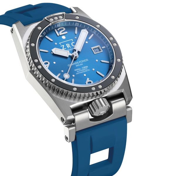 Montre ZRC Grands Fonds 300 MN64 Osmium automatique cadran bleu bracelet caoutchouc 41,5 mm