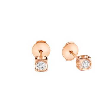 Puces d'oreilles Dinh Van Le Cube Diamant en or rose et diamants