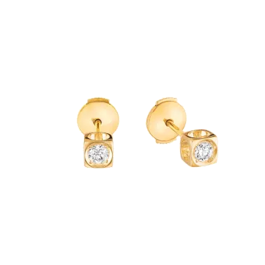 Puces d'oreilles Dinh Van Le Cube Diamant en or jaune et diamants