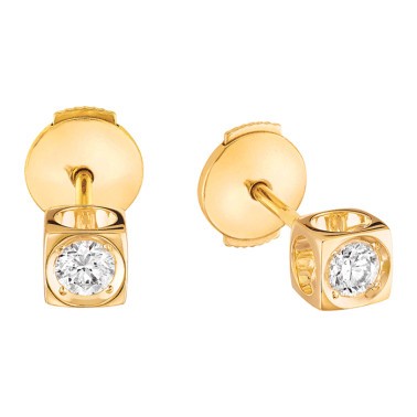 Puces d'oreilles Dinh Van Le Cube Diamant en or jaune et diamants