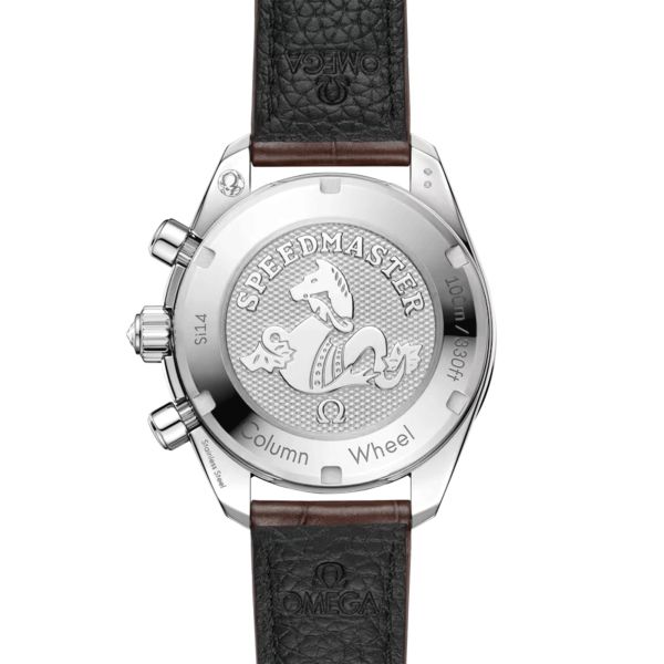 Montre Omega Speedmaster 38 Diamants Chronographe Co-Axial Chronometer automatique cadran brun bracelet cuir 38 mm