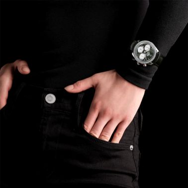 Omega Speedmaster 38 Diamonds Chronograph Co-Axial Chronometer automatic green dial leather strap 38 mm
