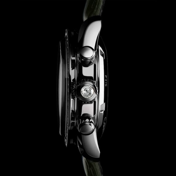 Montre Omega Speedmaster 38 Diamants Chronographe Co-Axial Chronometer automatique cadran vert bracelet cuir 38 mm