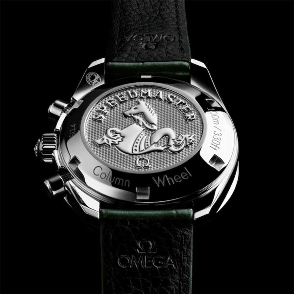 Omega Speedmaster 38 Diamonds Chronograph Co-Axial Chronometer automatic green dial leather strap 38 mm