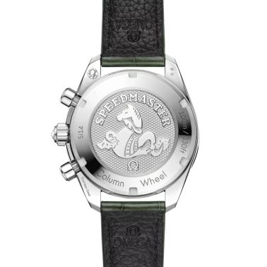 Montre Omega Speedmaster 38 Diamants Chronographe Co-Axial Chronometer automatique cadran vert bracelet cuir 38 mm