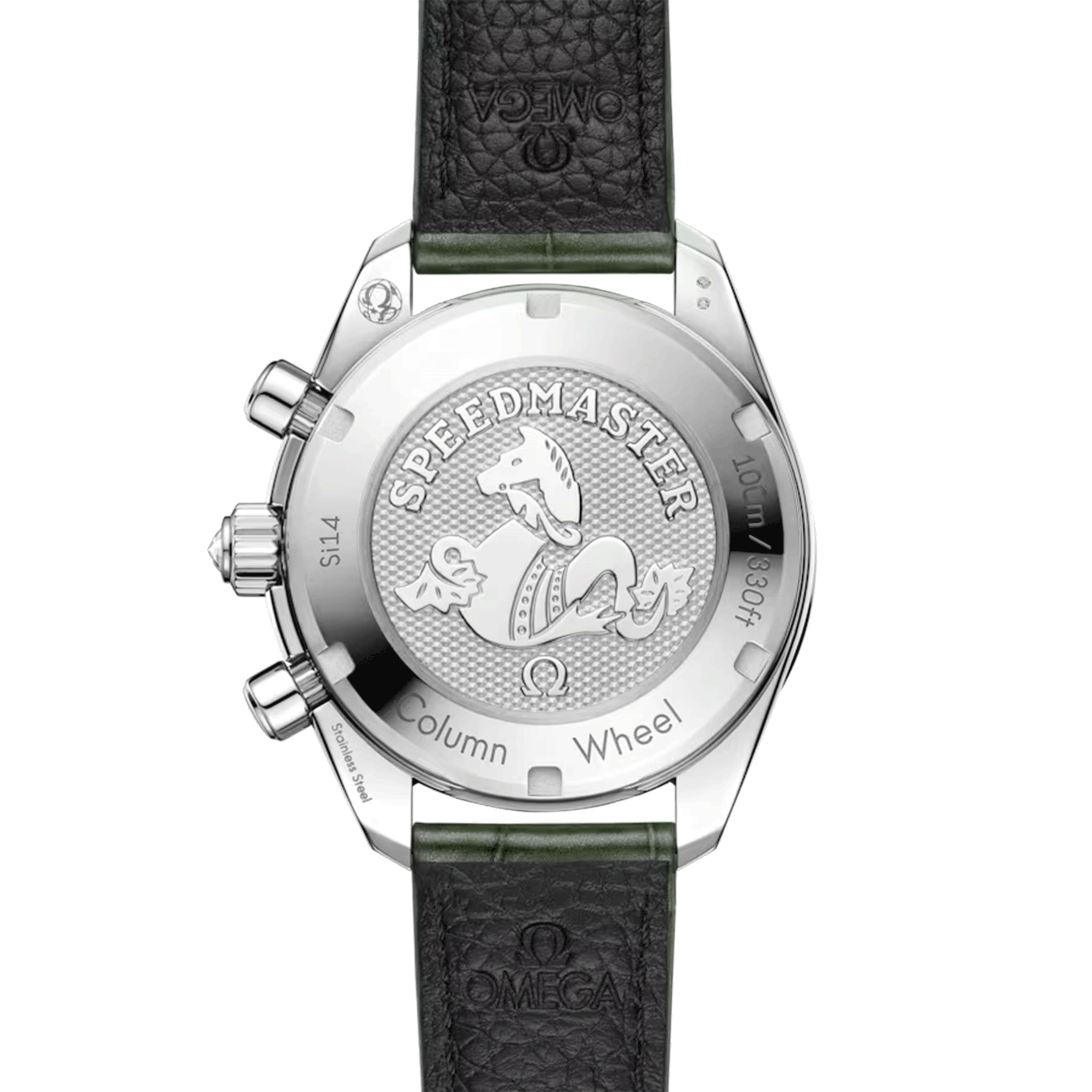 Omega Speedmaster 38 Diamonds Chronograph Co-Axial Chronometer automatic green dial leather strap 38 mm