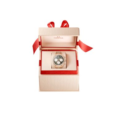 Montre Omega Speedmaster 38 Diamants Chronographe Co-Axial Chronometer automatique Or Moonshine cadran vert bracelet or jaune 38