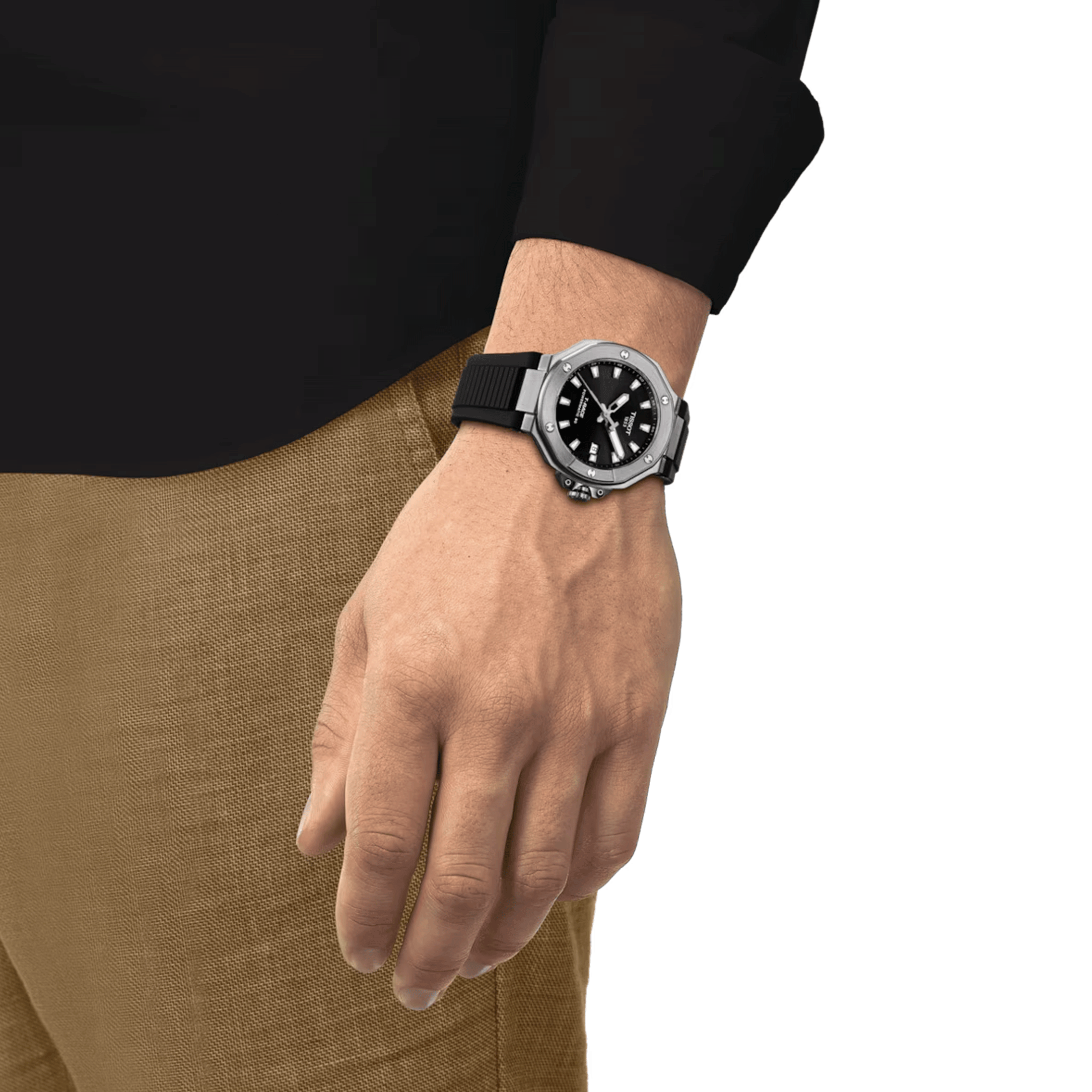 Montre Tissot T-Race Powermatic 80 cadran noir bracelet caoutchouc noir 41 mm T141.807.17.051.00