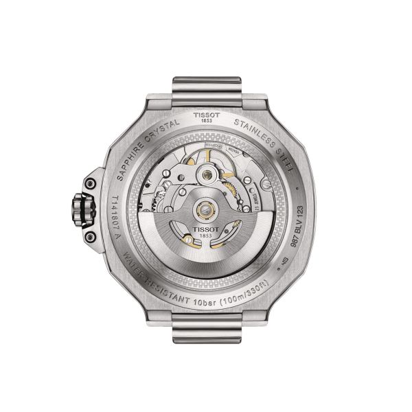 Montre Tissot T-Race Powermatic 80 cadran noir bracelet caoutchouc noir 41 mm T141.807.17.051.00